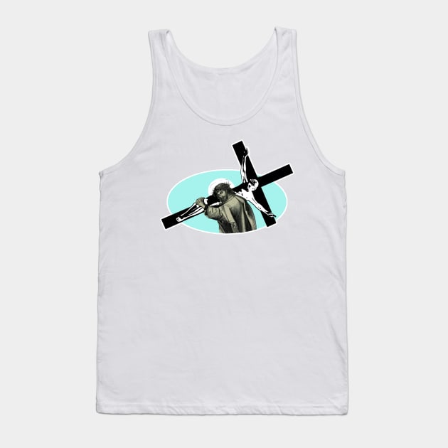 Jesus Christ carrying the cross Tank Top by Marccelus